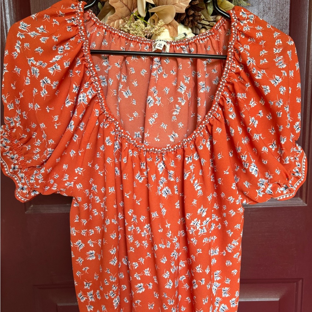 Max Studio Orange Floral Blouse